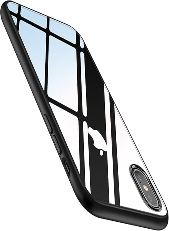 Amizee Compatible with iPhone X/iPhone XS Case - Crystal Clear Back Protective Cover - Slim Thin Phone Case - Black